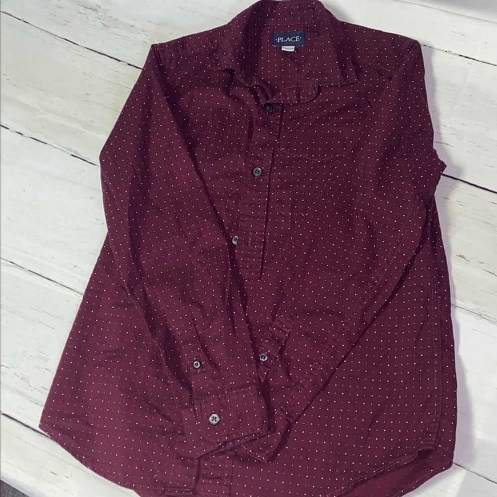 Burgundy Long Sleeve Button Up